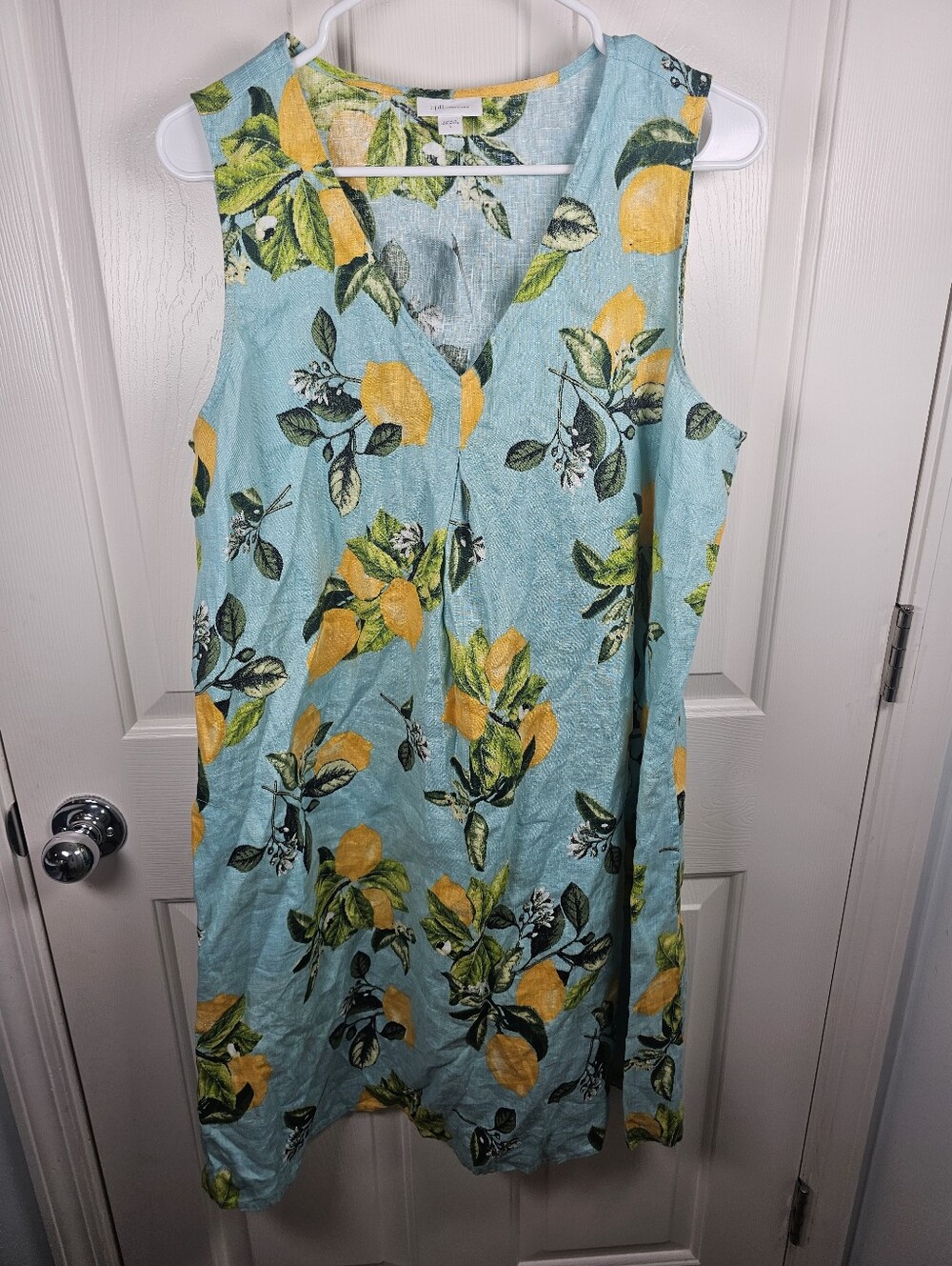 J Jill NWT LOVE LINEN dress lemons sleeveless w pockets